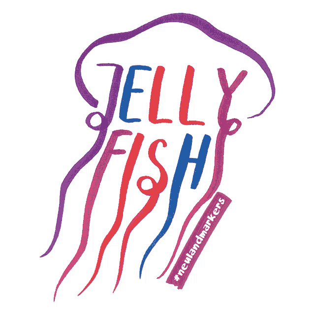 a jellyfish with the words " jelly fish " on it