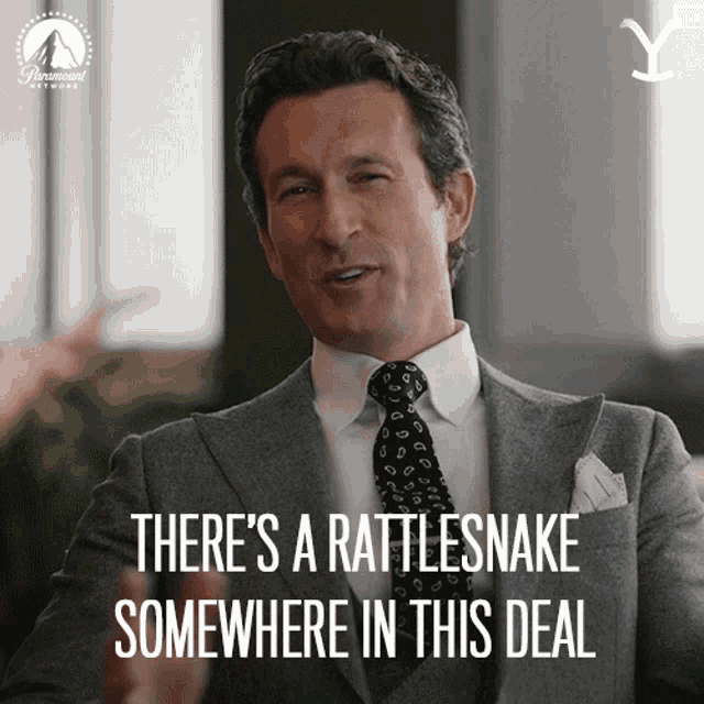 Theres A Rattlesnake Somewhere In This Deal Robert Baldus GIF - Theres A Rattlesnake Somewhere In This Deal Robert Baldus Yellowstone GIFs