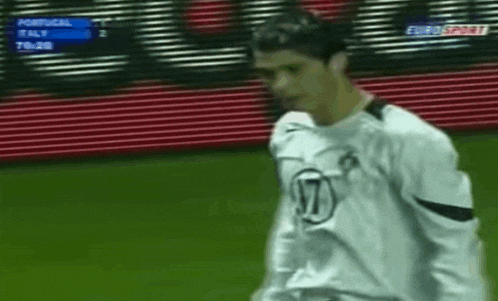 a soccer player wearing a number 17 jersey stands on a field