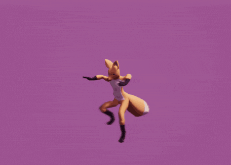 a fox is dancing in front of a purple background