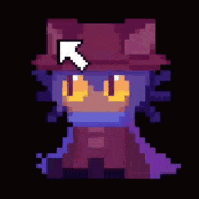 a pixel art of a cat wearing a hat