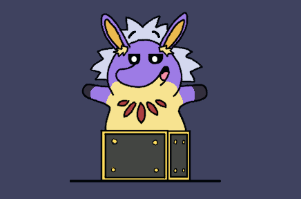 a cartoon drawing of a purple elephant wearing a yellow top