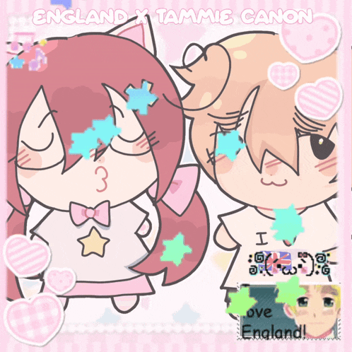 a drawing of a girl and a boy with the words " england x tammie canon " on the top