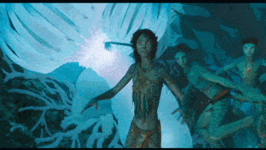 a painting of a woman in a blue outfit