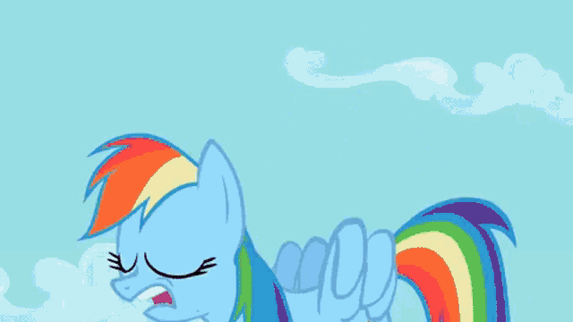 a rainbow dash from my little pony is making a funny face