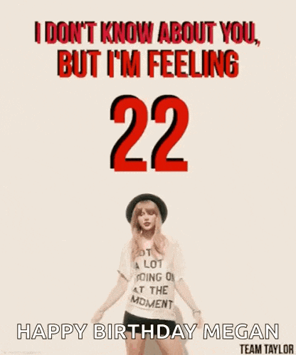 a poster that says i don t know about you but i 'm feeling 22 happy birthday megan