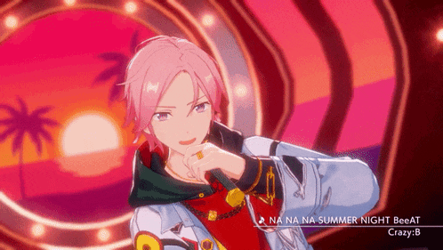a video game character is singing a song called na na na summer night