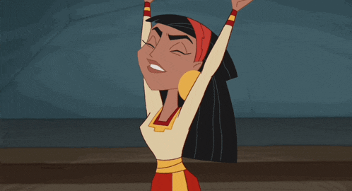 a cartoon character is laughing and flexing her arms