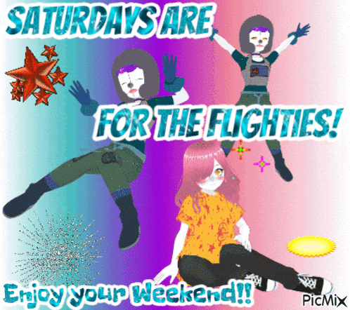 a poster that says saturdays are for the flighties and enjoy your weekend