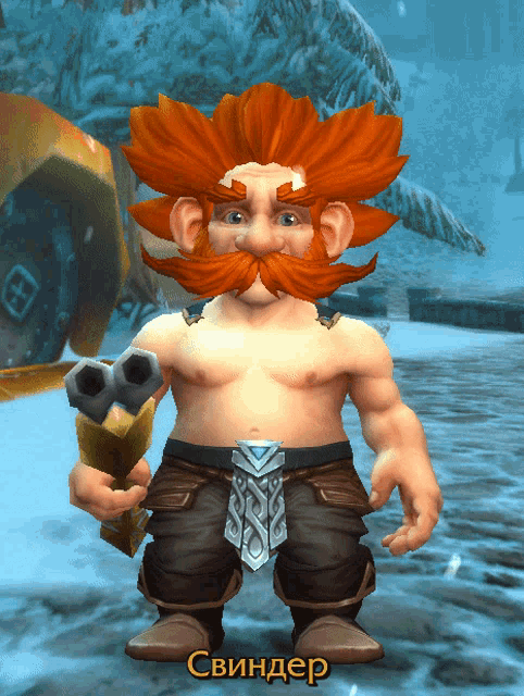 a man with a red beard and mustache is holding a hammer in a video game