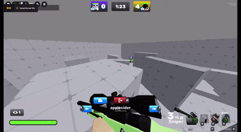 a screenshot of a video game with the name applecider on the rifle