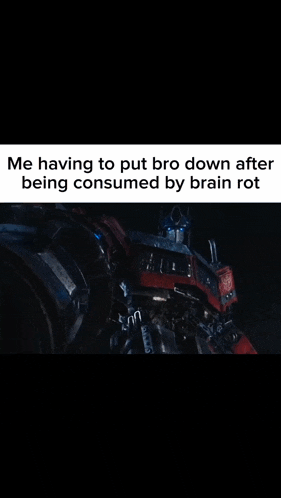 a meme that says me having to put bro down after being consumed by brain rot .