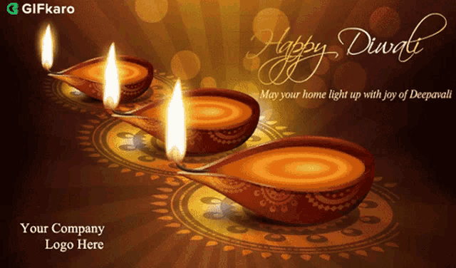 a gifkaro greeting card for diwali with candles