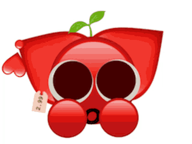 a cartoon apple with a tag that says 2.99 on it
