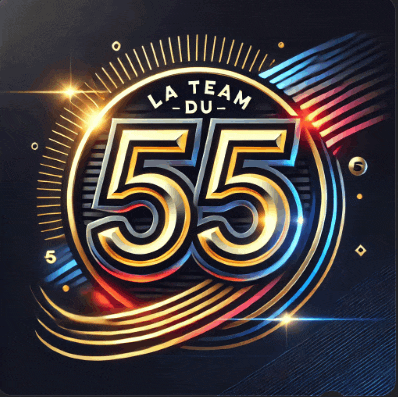 the number 55 is surrounded by a circle of lights