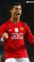 a soccer player wearing a red shirt with aig on the front