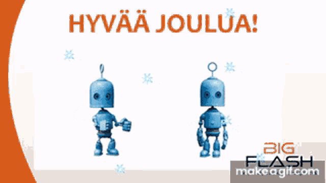 two blue robots are on a big flash make a gif page