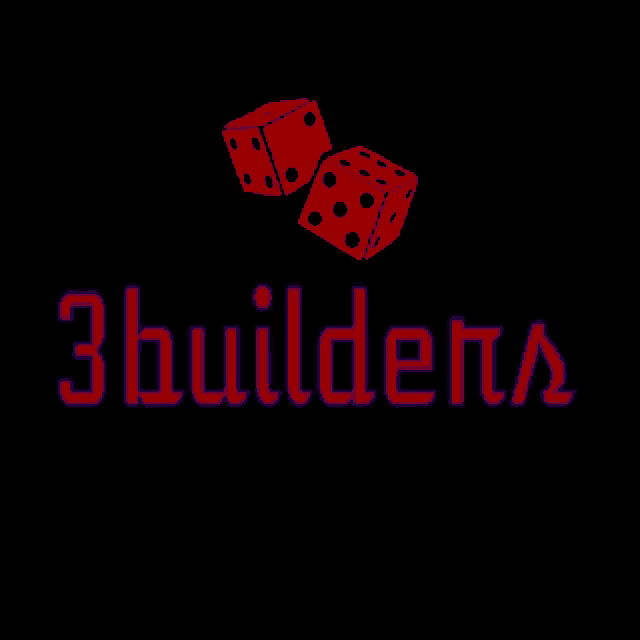 a black background with red dice and the word builders
