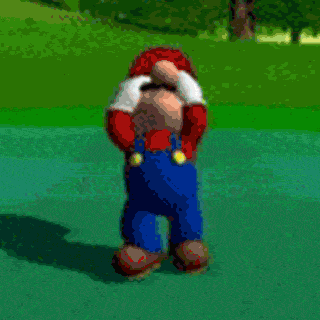 a pixelated image of mario on a green field
