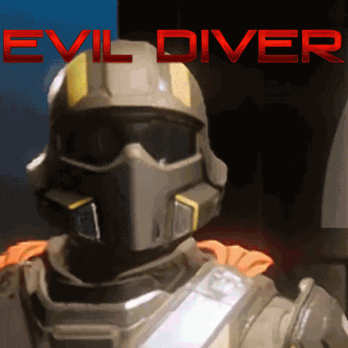 a video game called evil diver has a helmet on