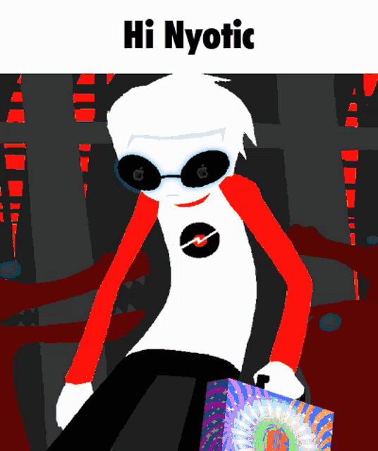 a cartoon character with sunglasses and the words hi nyotic
