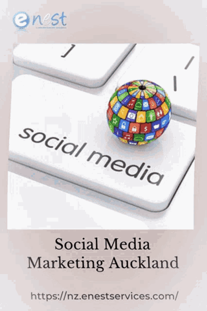 a white keyboard with the words social media written on it