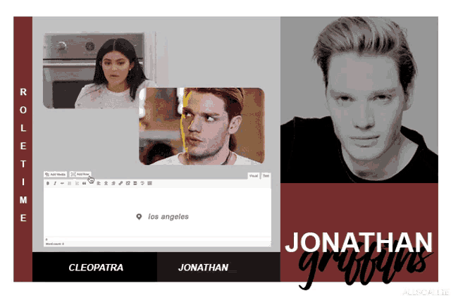 a poster for jonathan griffins with cleopatra and jonathan on it