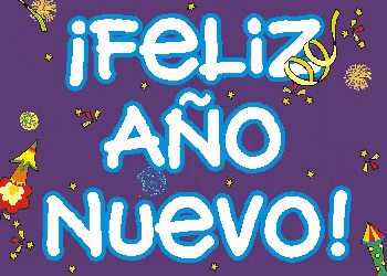a purple background with fireworks and the words feliz ano nuevo in yellow letters