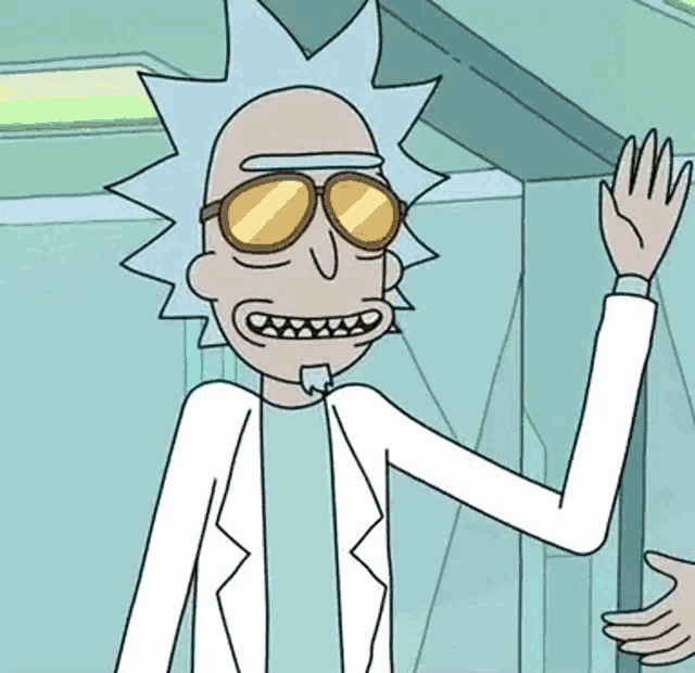 a cartoon character wearing sunglasses and a white jacket