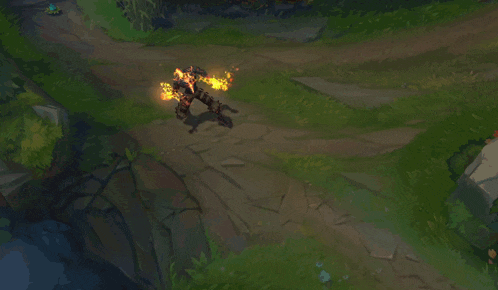 a video game scene with a fireball coming out of a rock