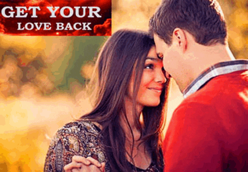 a man and a woman are looking into each other 's eyes with the words get your love back above them