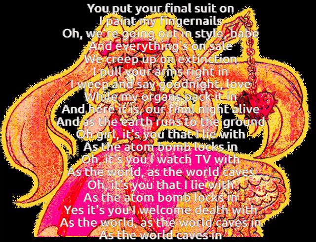 a drawing of a woman with the words you put your final suit on