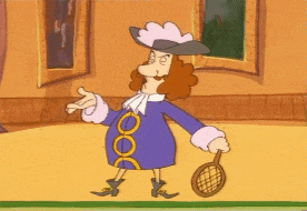 a cartoon character holding a tennis racquet in his hand