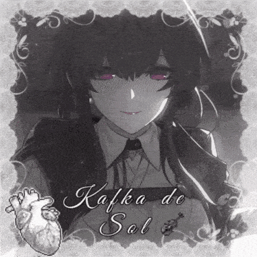 a picture of a girl with the name kafka de sol written above her