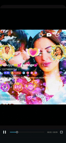 a video of a man and a woman with hearts on their faces