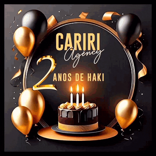 an advertisement for cariri agency shows a cake with three candles