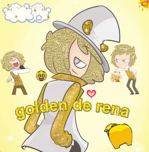 a cartoon of a man with the words golden de rena on the bottom