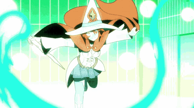 a cartoon character is flying through the air with a blue light behind him