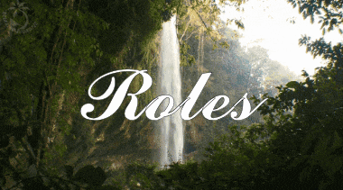 a waterfall with the word roles written on it