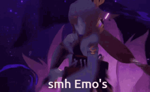 a purple background with a girl and the words smh emo 's on it