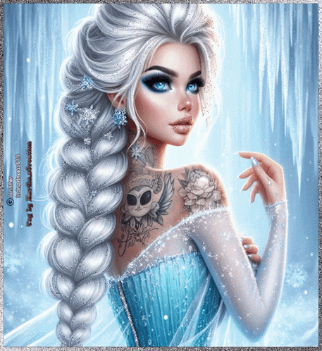 a painting of a girl with a tattoo on her arm