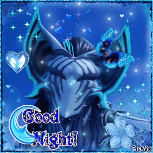 a picture that says good night with a dragon and butterflies
