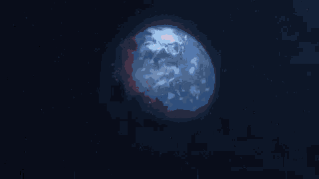 a computer generated image of the earth from space in the night sky .