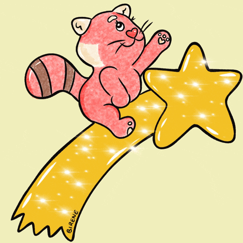 a cartoon drawing of a cat reaching for a star with the name sirene written on the bottom