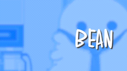 a cartoon drawing of a ghost with the word bean on the bottom