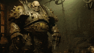 a statue of a monster with spikes on his arms and legs