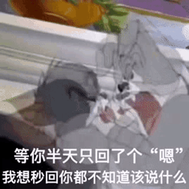 a picture of tom and jerry on a broken glass with chinese writing