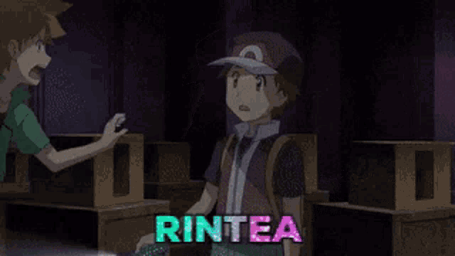 a cartoon character with the name rintea on the bottom right