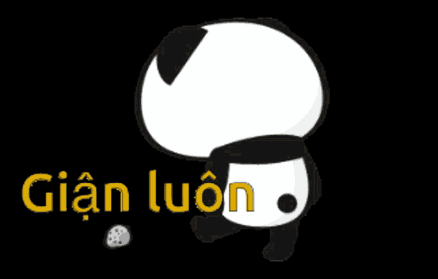 a cartoon panda is standing next to a dice and the word gian luôn
