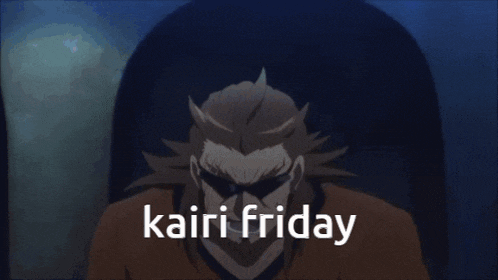a man and a girl are standing next to each other and the words kairi friday are on the screen